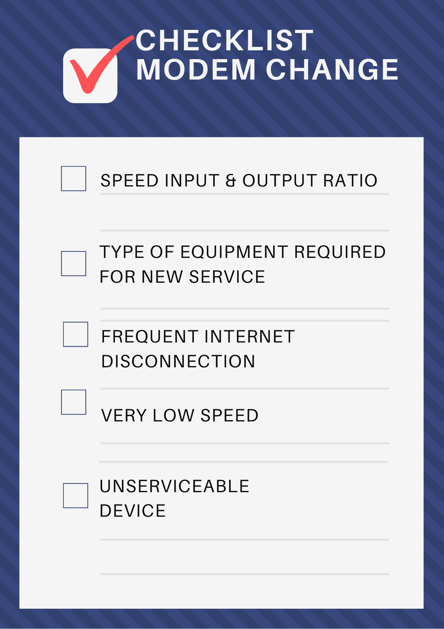 modem replacement checklist