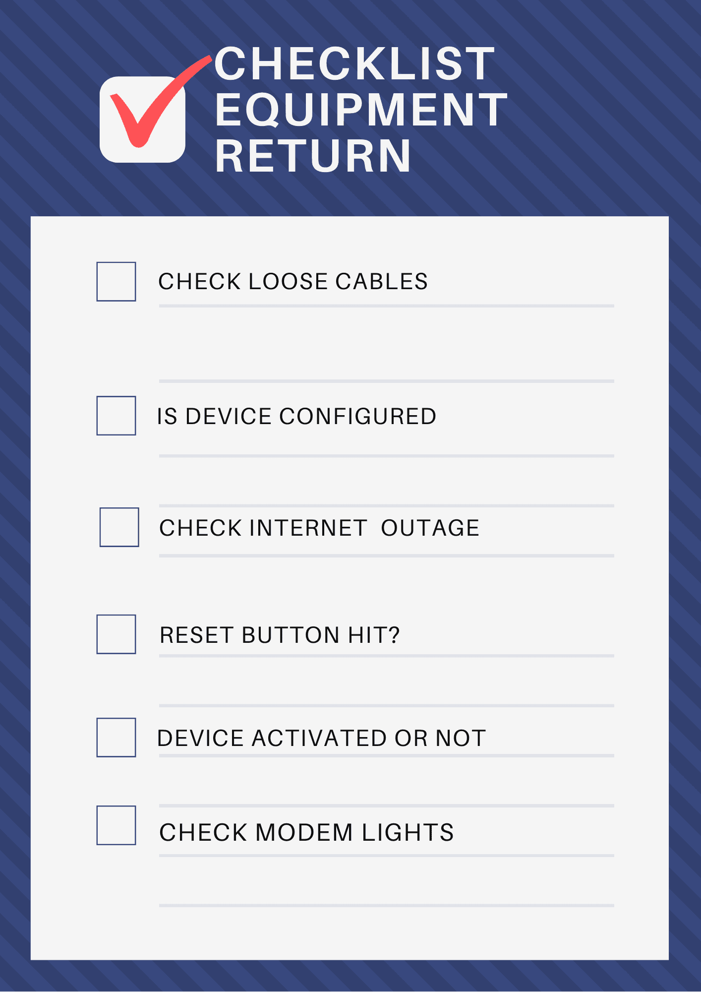 equipment return checklist