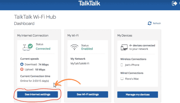 router internet settings