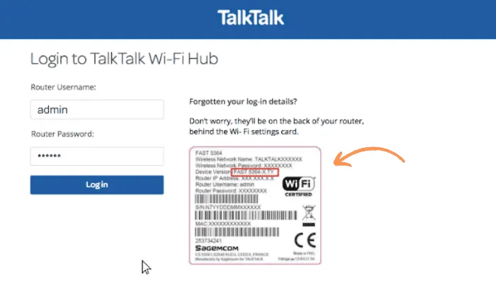 talktalk router login username and password
