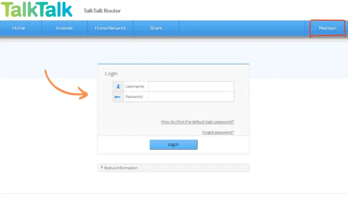 talk talk router login