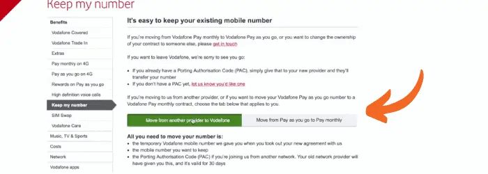 steps keep number vodafone