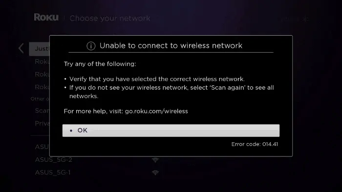 unable to use wifi network