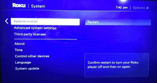 settings roku