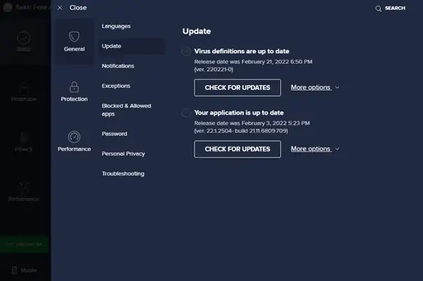 check avast updates