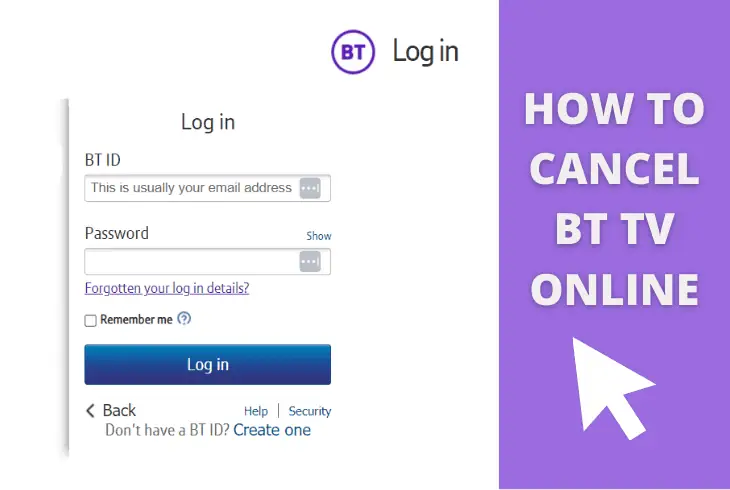cancel bt tv online