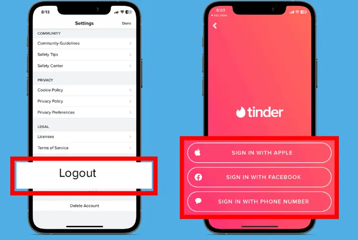 log out and log in again