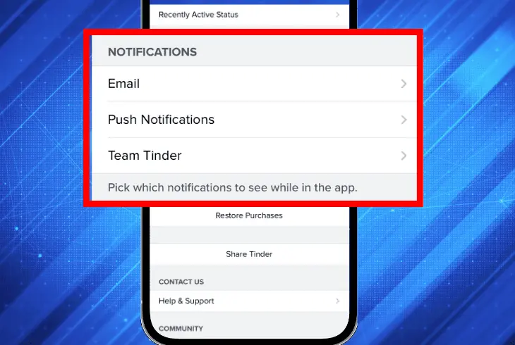 turn off notifications inside tinder