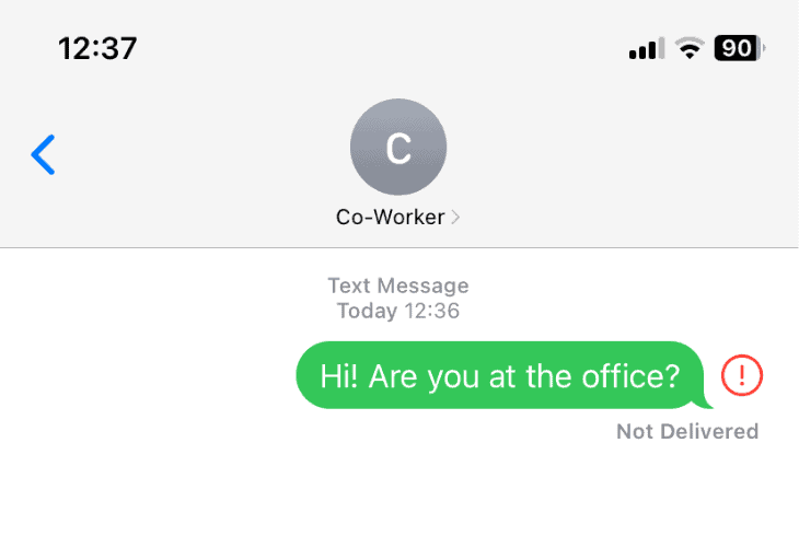 text messages not sending