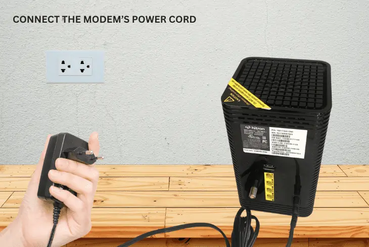 connect modem's power cord