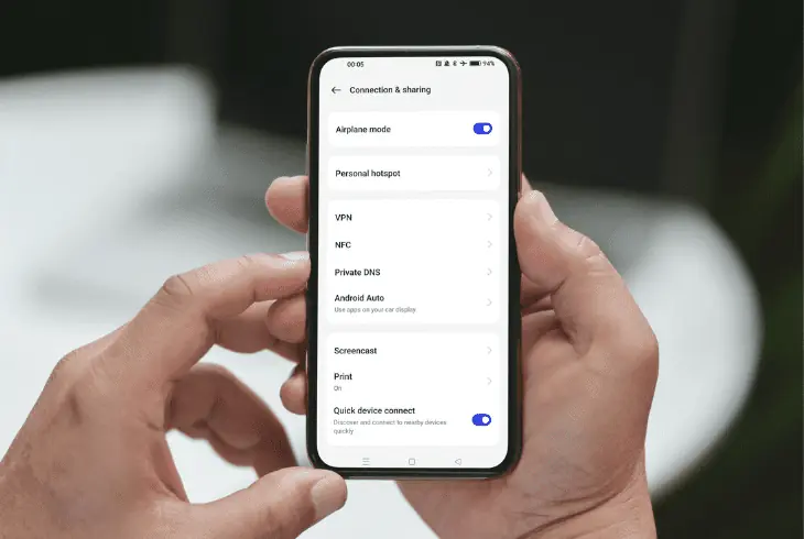 toggle the airplane mode feature