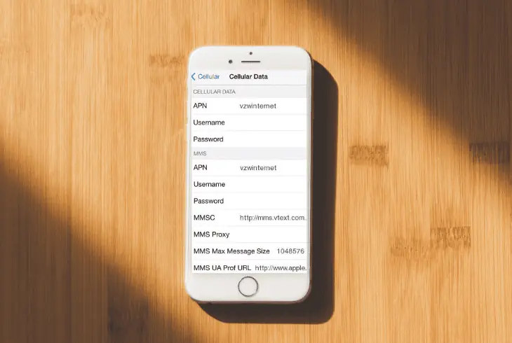 the verizon apn settings