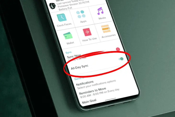 activate all-day sync in the app