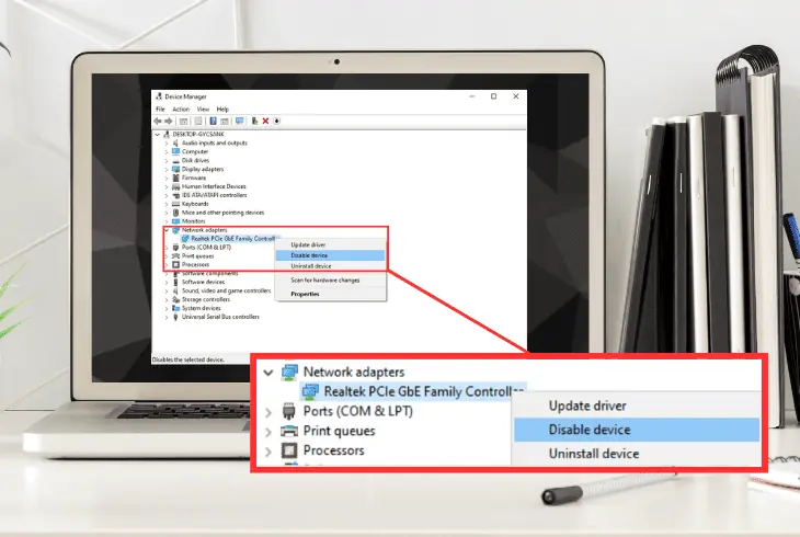 disable and enable the wifi adapter
