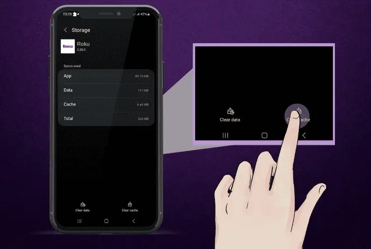 how to clear roku cache on android