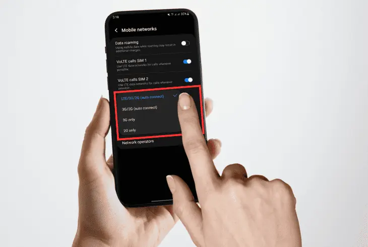 check the preferred network type