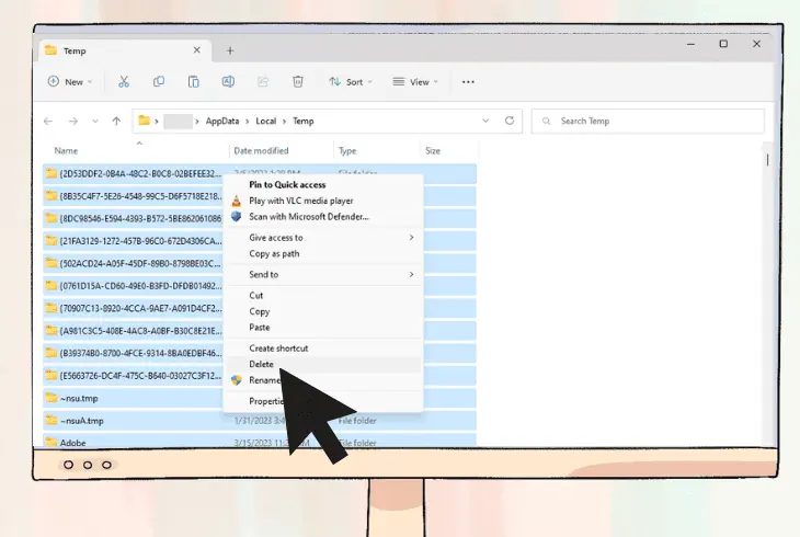 delete the residual files and folder
