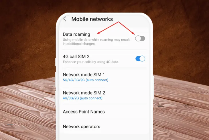 enable yout  data roaming