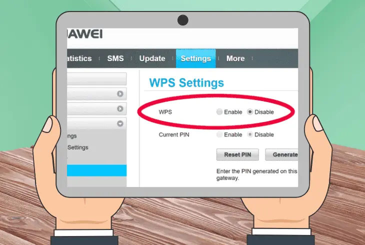 enable the wps on router dashboard