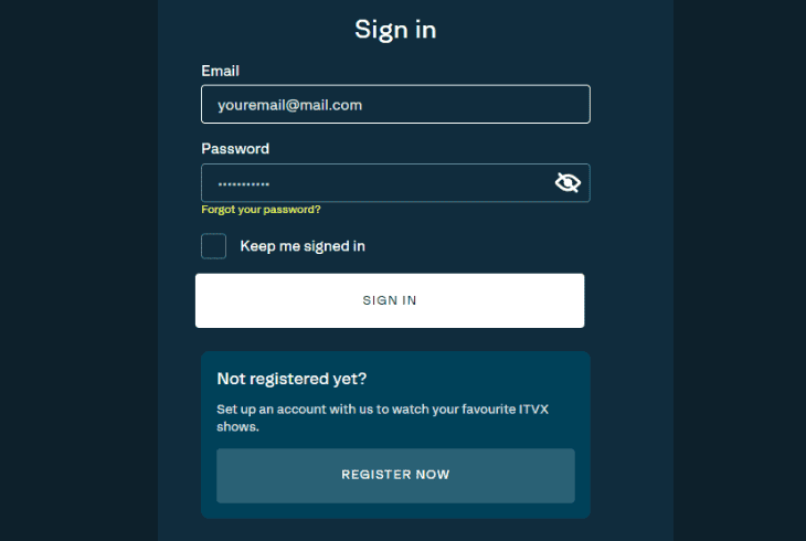 sign out and in your itvx account