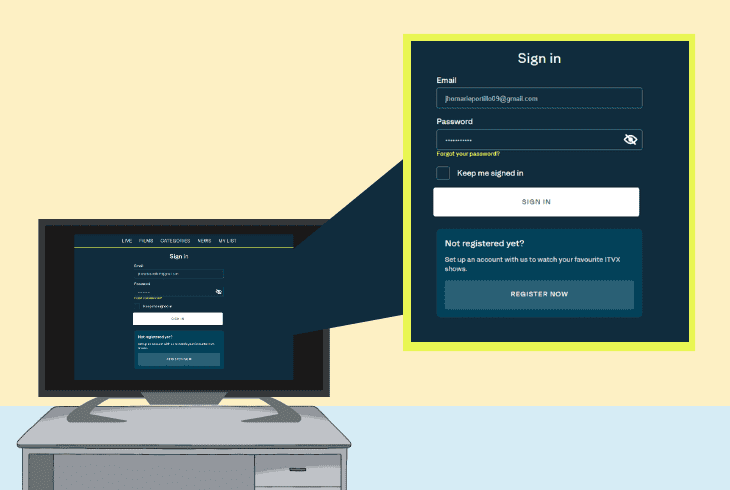 sign out and in your itvx account