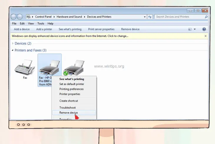 remove the old printer device