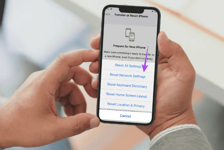 reset the phone network settings