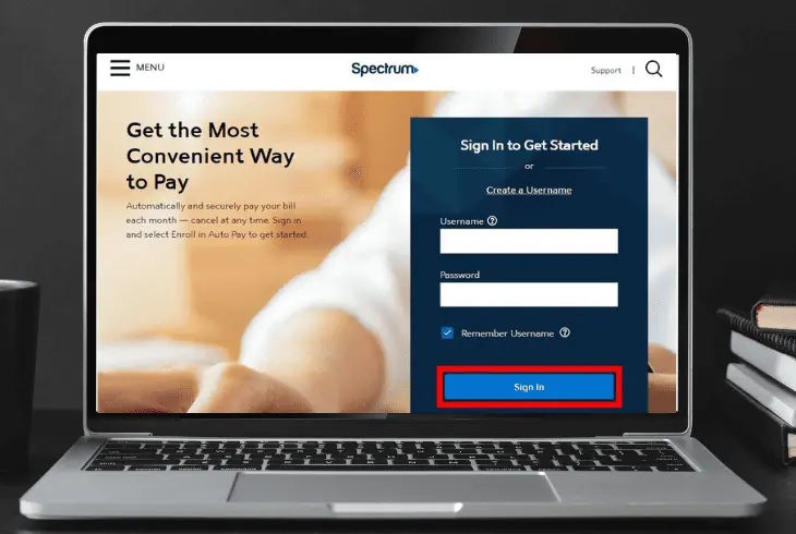reset the spectrum account online