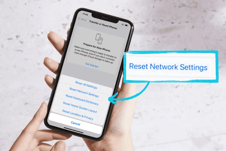 reset the network settings of your device