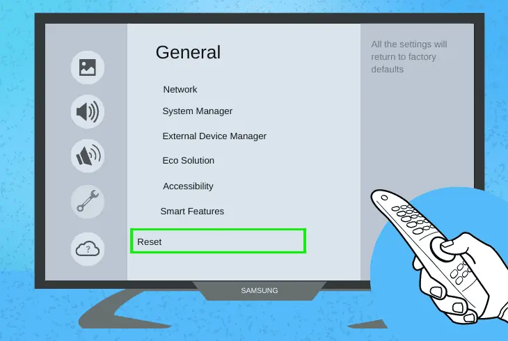restore initial settings on samsung tv