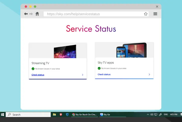 check for sky go service outages