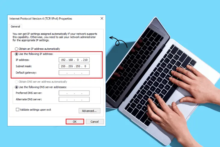 set the network and ip settings to automatic