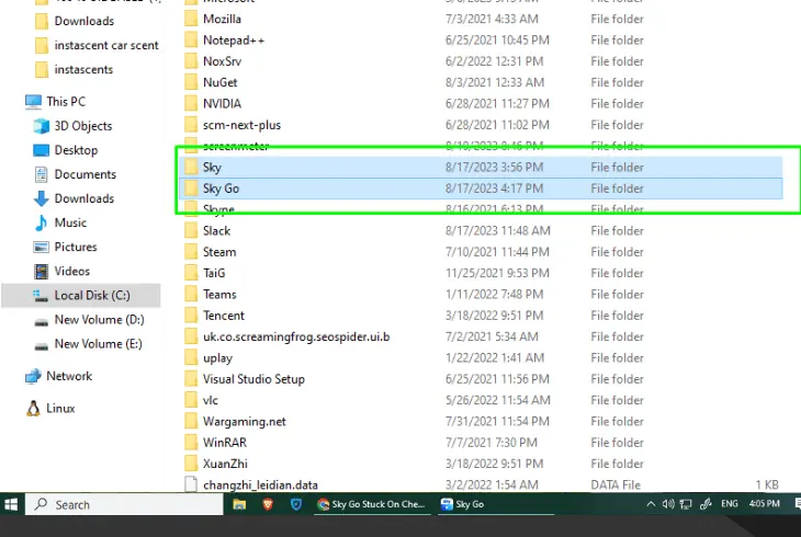 clear or backup the sky go data