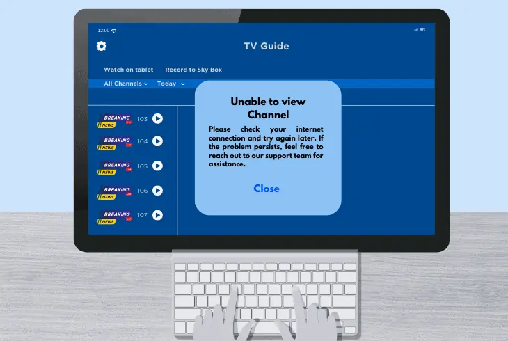 can't watch channel on sky go