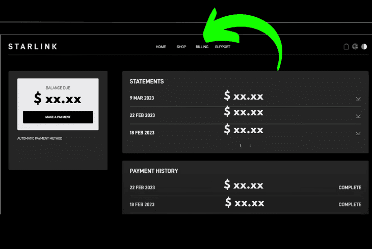 check the starlink billing cycle