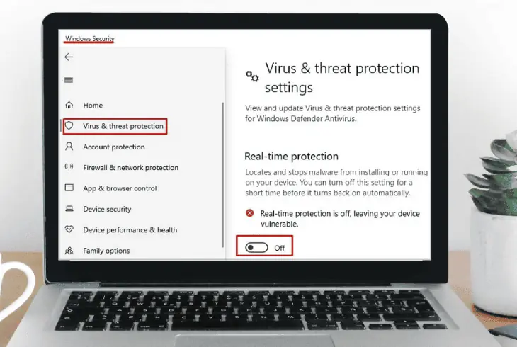temporarily disable  the security software