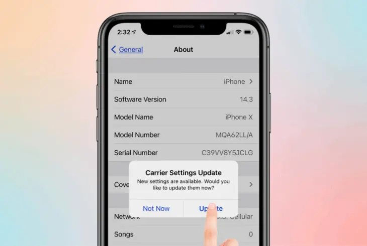 update your phone carrier settings
