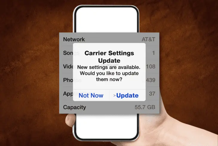 update your phone carrier settings
