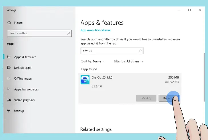 how to remove sky go on windows