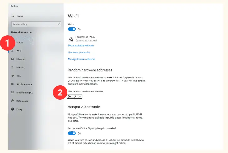 enable random hardware addresses
