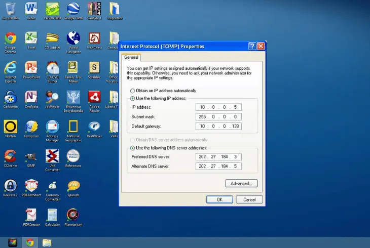 change the dns settings