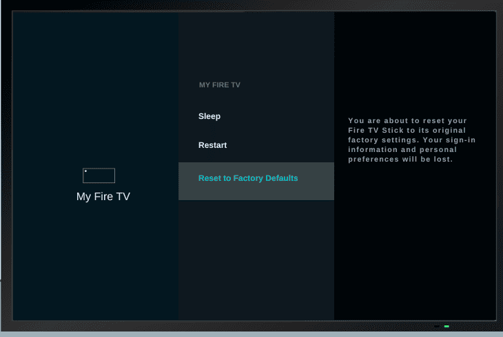 reset the firestick to factory defaults