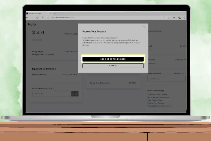 logout hulu from all devices