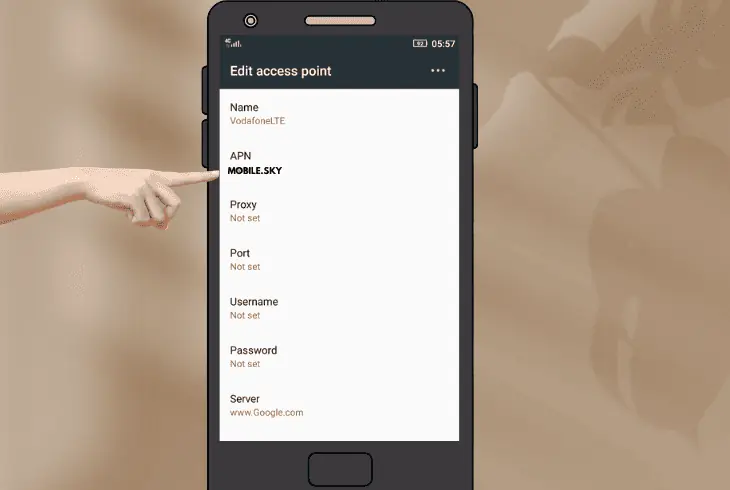 make sure using the sky mobile apn settings