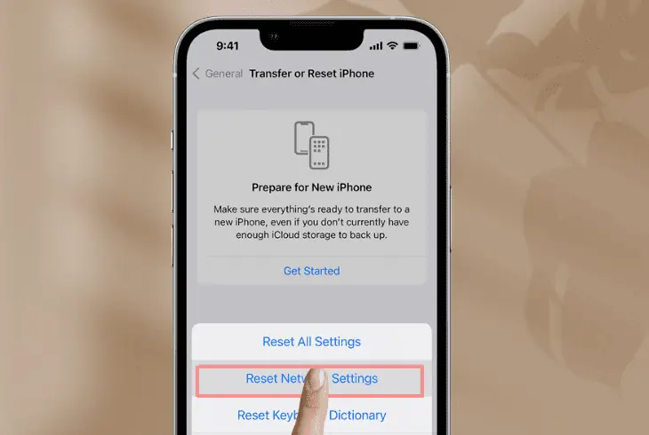 reset the network settings