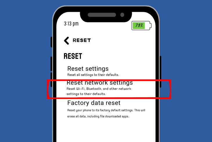 reset the network settings