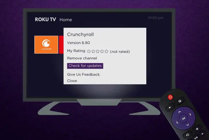 update the crunchyroll and roku tv