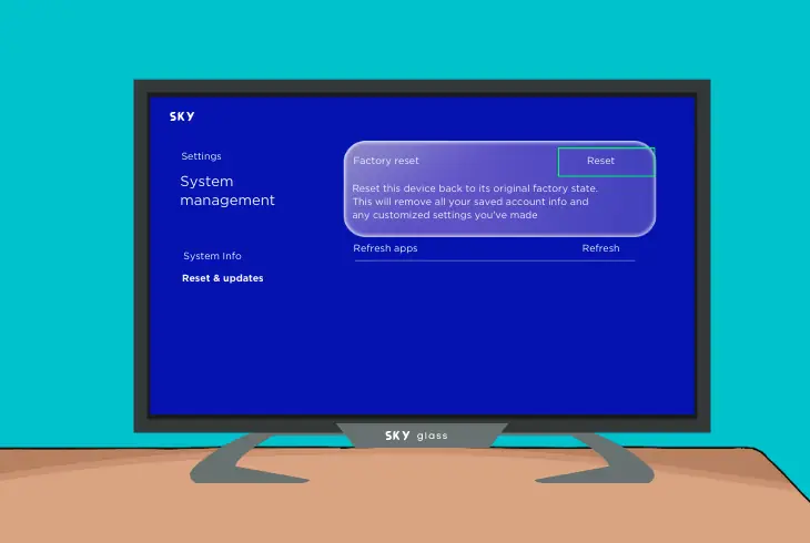 factory reset your sky glass tv