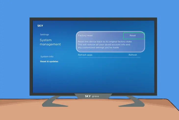 factory reset your sky glass tv