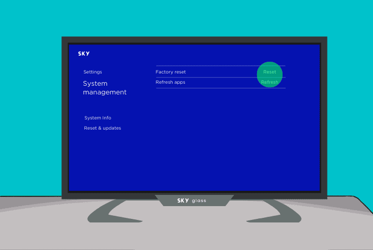 factory reset the sky glass tv